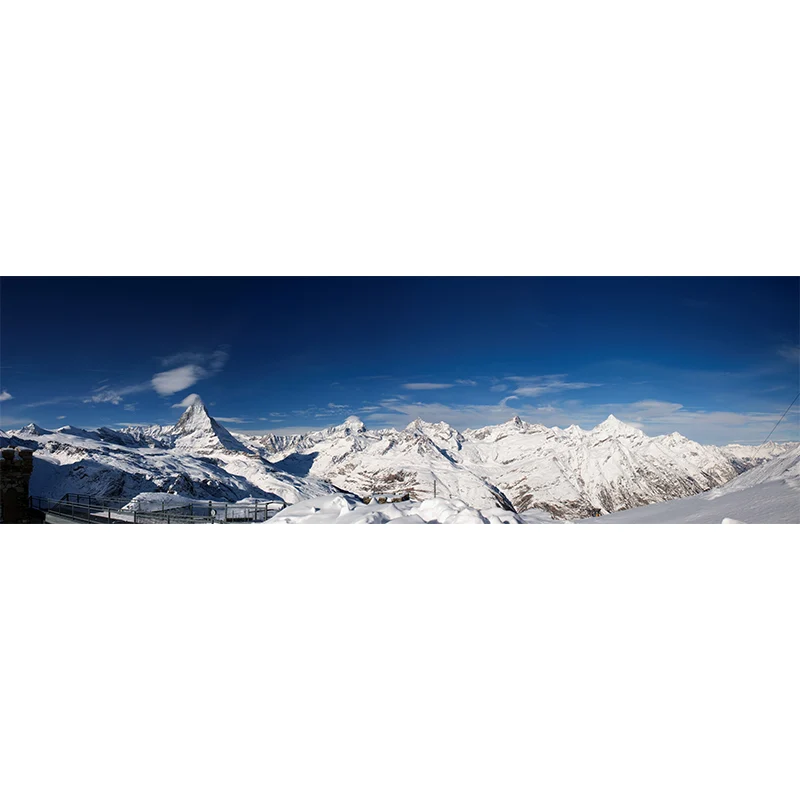 Fotografie Snow Mountain Overlook Wandbild für Wohnzimmer, blau-weiß, individuell bedruckt Clearhalo