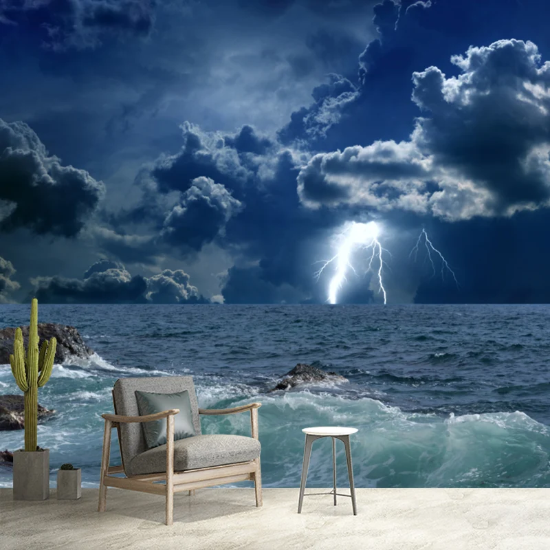 Fotografie Sturm auf See Wandbild Große Wanddekoration für Wohnzimmer, Blau Clearhalo