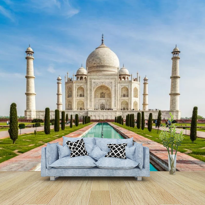 Fotografie Taj Mahal Wandgemälde, Wandverkleidung Sondergröße für Wohnzimmer, Blaugrün Clearhalo