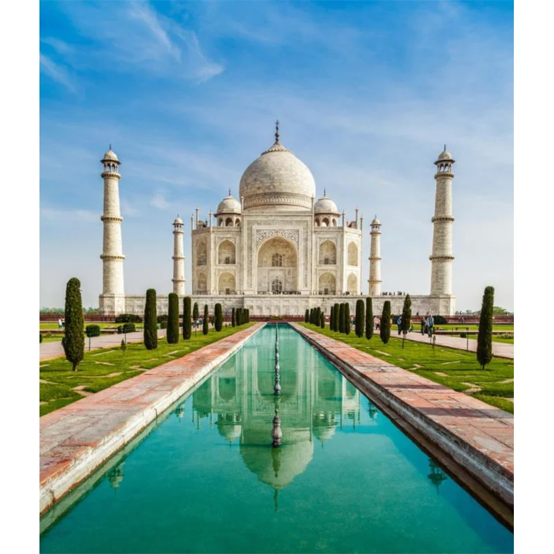 Fotografie Taj Mahal Wandgemälde, Wandverkleidung Sondergröße für Wohnzimmer, Blaugrün Clearhalo
