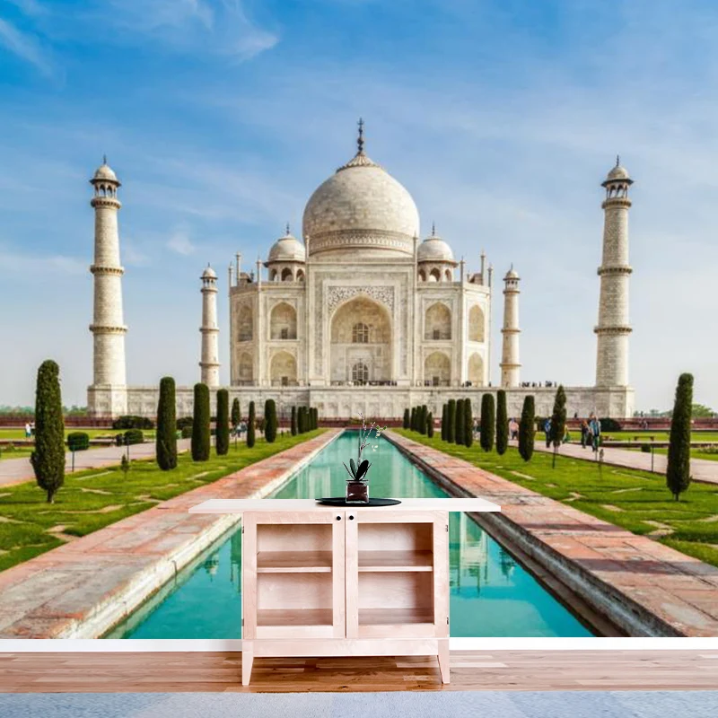Fotografie Taj Mahal Wandgemälde, Wandverkleidung Sondergröße für Wohnzimmer, Blaugrün Clearhalo