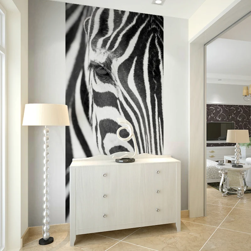Fotografie Zebra-Haut-Wandkunst, extra großer Wandaufkleber für Akzentwand, individuelle Größe erhältlich Clearhalo