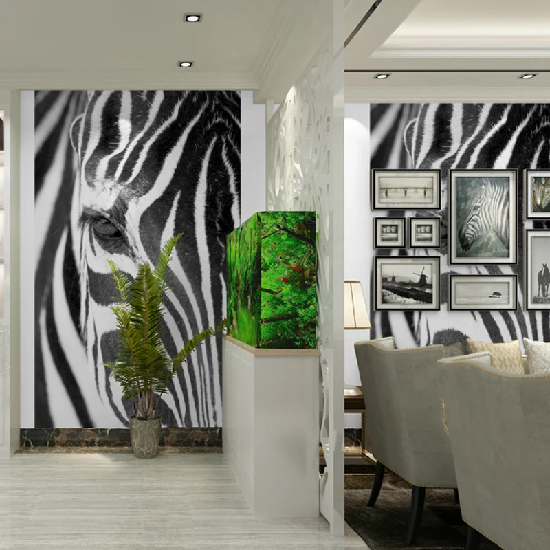 Fotografie Zebra-Haut-Wandkunst, extra großer Wandaufkleber für Akzentwand, individuelle Größe erhältlich Clearhalo