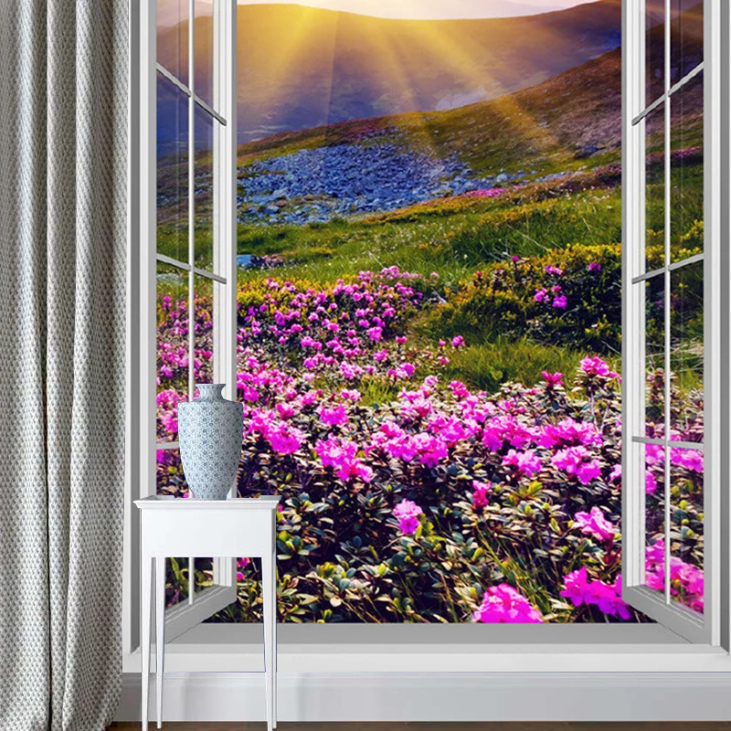 Fotografie-Blumenfeld-Wandbilder für Wohnzimmer, Lila und Grün, individuelle Größe Clearhalo