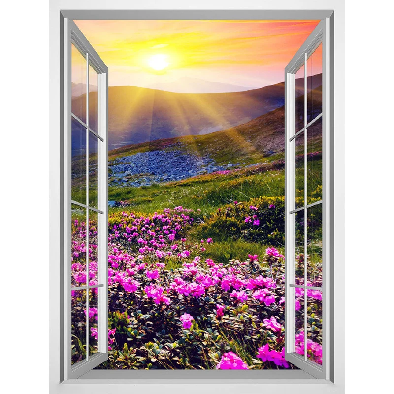 Fotografie-Blumenfeld-Wandbilder für Wohnzimmer, Lila und Grün, individuelle Größe Clearhalo