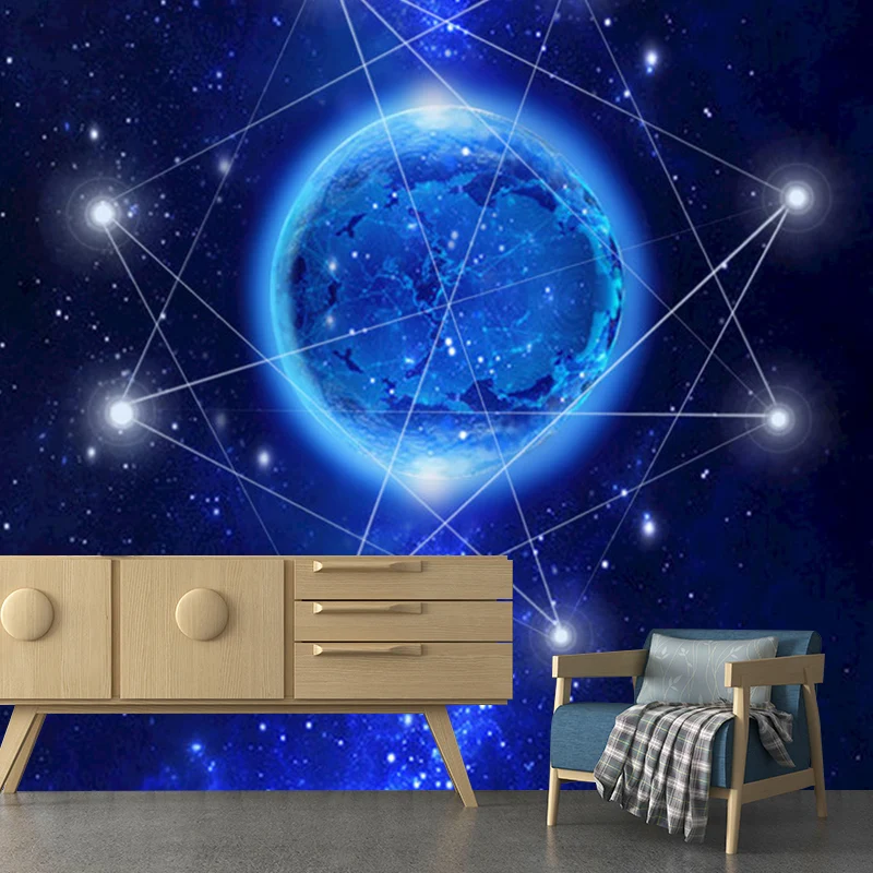 Foto-Horoskop- und Pflanzen-Wandbild, extra große Wandverkleidung für die Deckendekoration, individuelle Größe erhältlich...