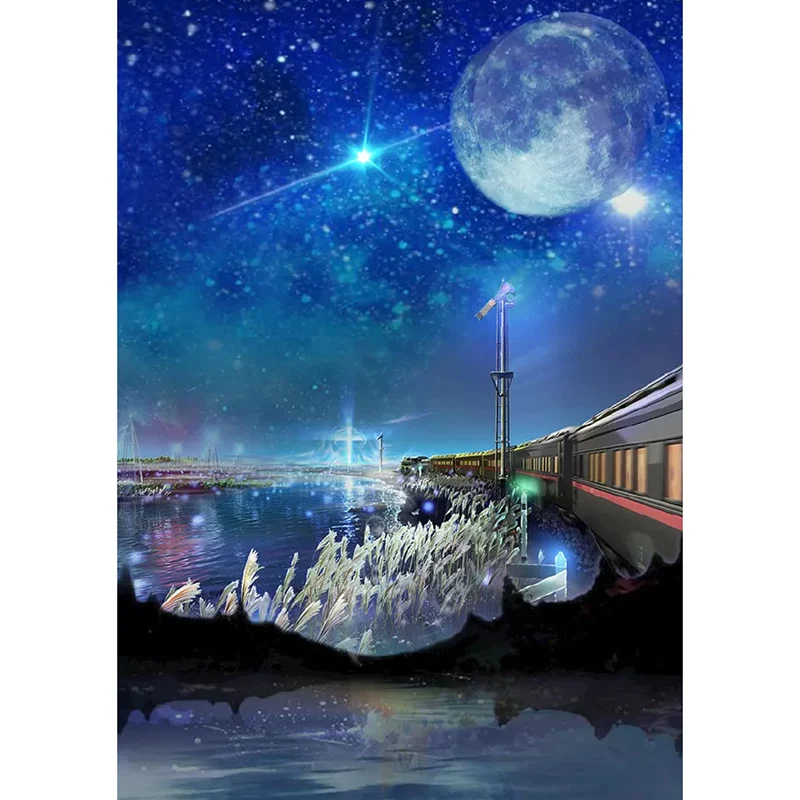 Foto-Nebel- und Mond-Wandbild, extra große Wandverkleidung für die Schlafzimmerdekoration, nach Maß gefertigt Clearhalo
