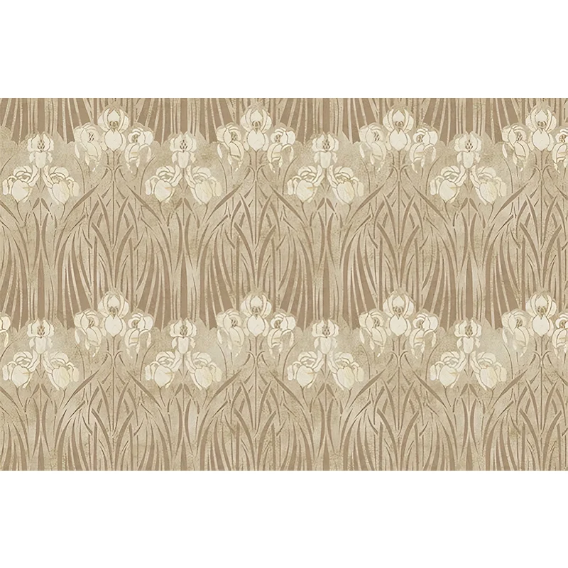 Fototapete „Ganze Blüten“ für die Schlafzimmerdekoration Beige für die Schlafzimmerdekoration, nach Maß gefertigt Clearhalo