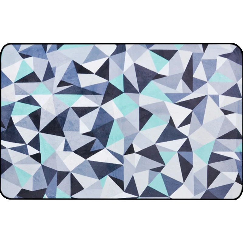 Funkiger Teppich mit geometrischem Muster, blau, modernistischer Teppich, Polyester, waschbar, haustierfreundlich, rutschf...