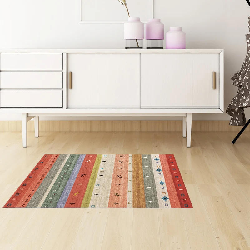 Funky Deer Stripe Grass Rug mehrfarbigem Bohemian-Teppich, Polyester, waschbarer Teppich für das Wohnzimmer Clearhalo