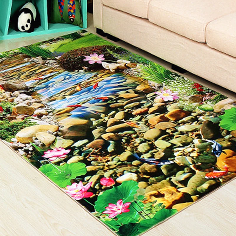 Funky Kinderteppich, mehrfarbig, 3D-gemusterter Polyster-Teppich, waschbar, haustierfreundlich, pflegeleichter Teppich Cle...