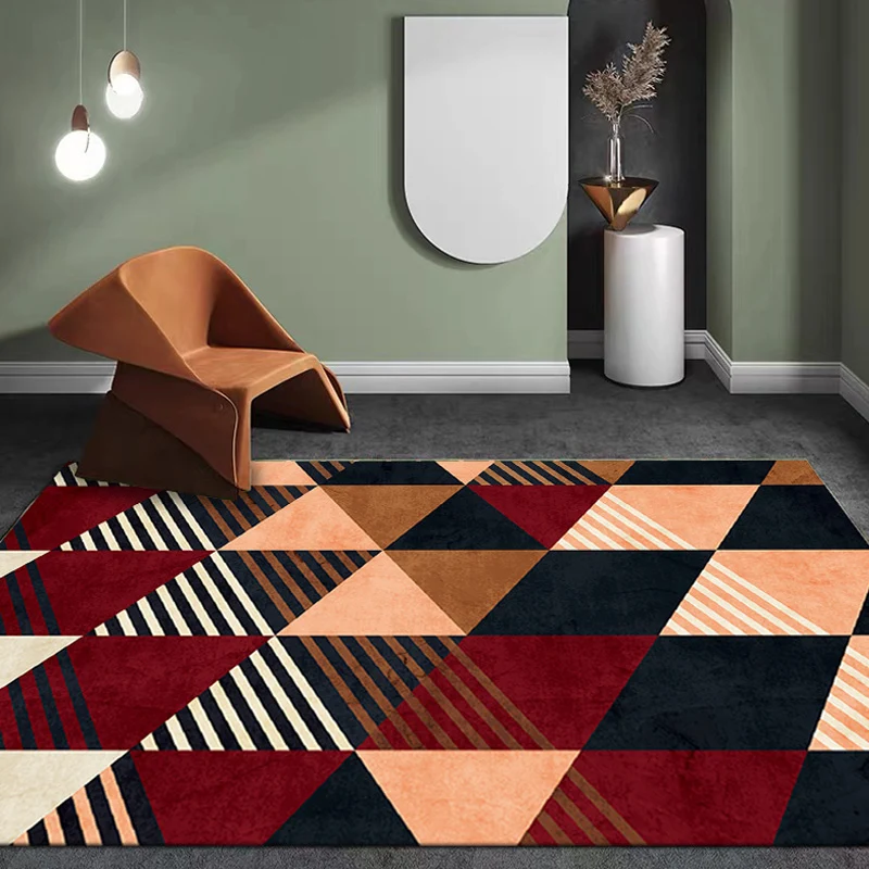 Funky Modernism-Teppich, mehrfarbiger Teppich mit geometrischem Muster, haustierfreundlich, rutschfest, waschbar, zur Deko...