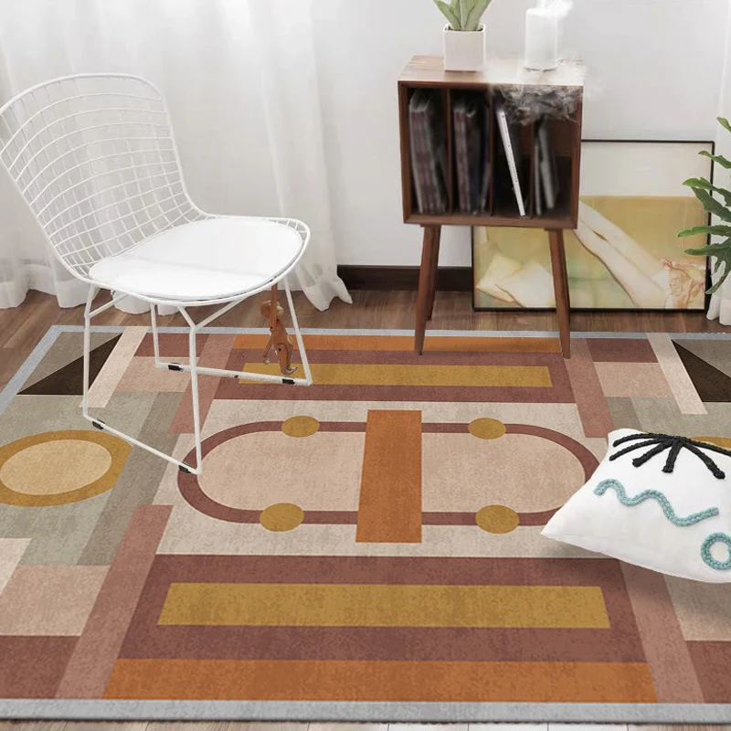 Funky Modernism-Teppich, mehrfarbiger Teppich mit geometrischem Muster, haustierfreundlich, rutschfest, waschbar, zur Deko...