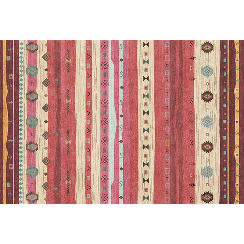 Funky Stripe Rechteckiger Rautenteppich Rot, Bohemian-Teppich, Polyester-Teppich mit rutschfester Rückseite für Schlafzimm...