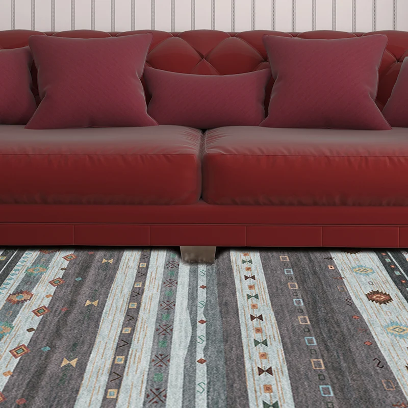 Funky Stripe Rechteckiger Rautenteppich Rot, Bohemian-Teppich, Polyester-Teppich mit rutschfester Rückseite für Schlafzimm...