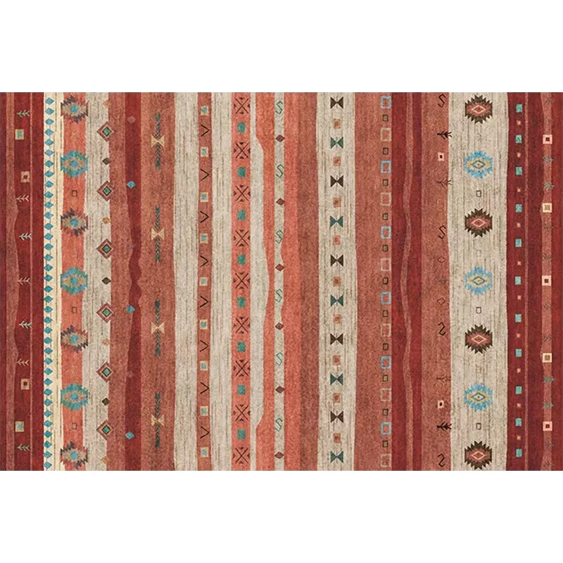Funky Stripe Rechteckiger Rautenteppich Rot, Bohemian-Teppich, Polyester-Teppich mit rutschfester Rückseite für Schlafzimm...