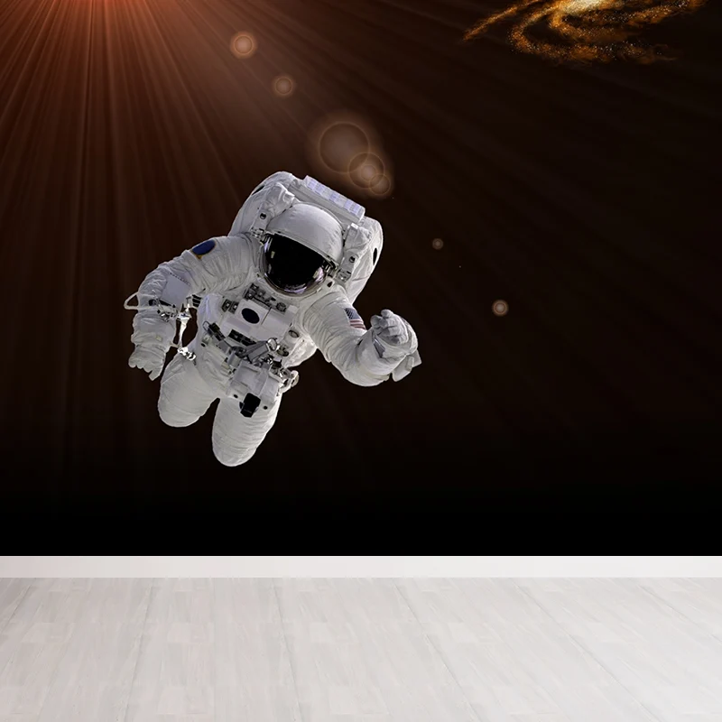 Futuristisches Astronauten-Wandbild, Vliesstoff-Textur, schmutzabweisende schwarze Wandkunst für Schlafzimmer Clearhalo