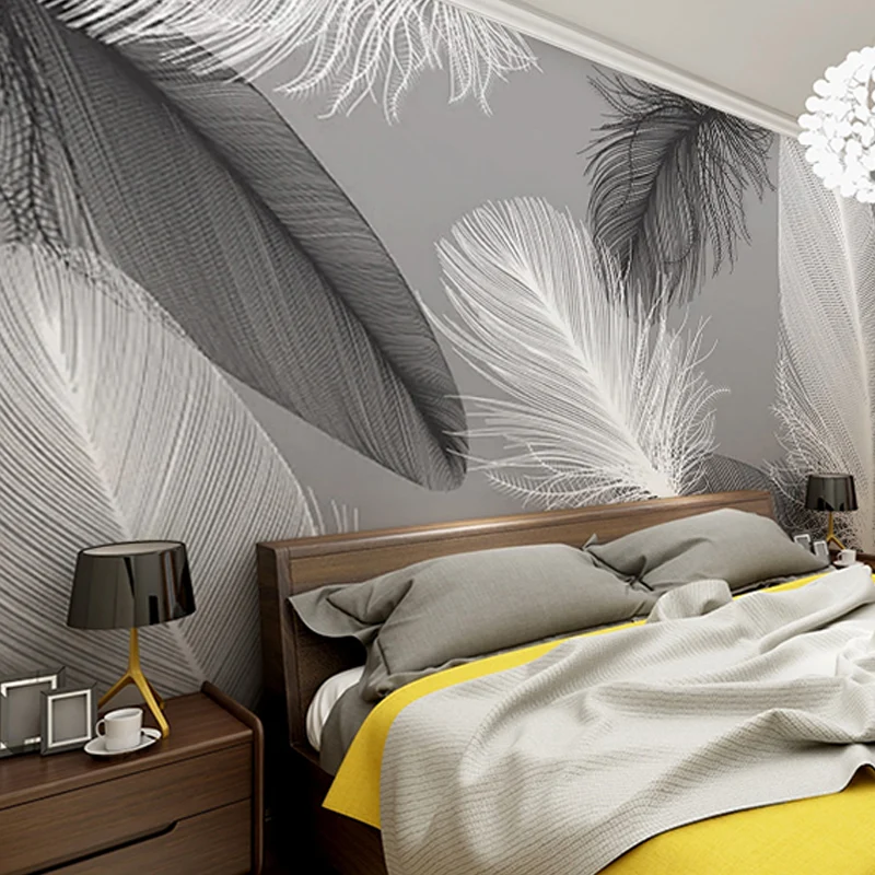 Ganze Feder-Wandbild für Wohnzimmer, Fantasy-Textur-Wandkunst Grau, schmutzabweisend Clearhalo