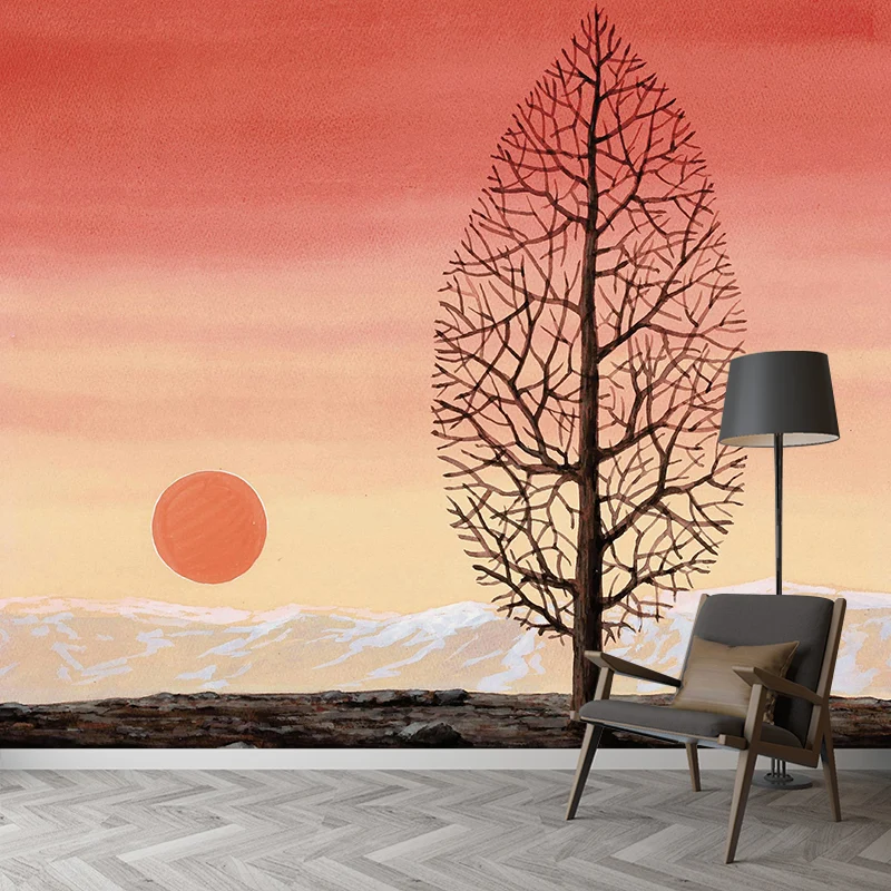 Ganze Landschaft Wandtattoo für Schlafzimmer La Recherche De L Absolu Gemälde Wandkunst Orange, wasserfest Clearhalo