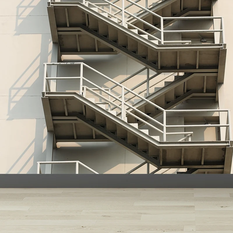 Ganze Zickzack-Treppen-Wandaufkleber, weiße Vlies-Wandverkleidung, schmutzabweisend, personalisierbar Clearhalo