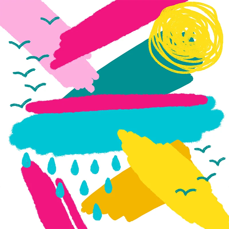 Gelbe Kinder-Kunstwandaufkleber, große Wetter-Doodle-Wandverkleidung für Kinderzimmer Clearhalo