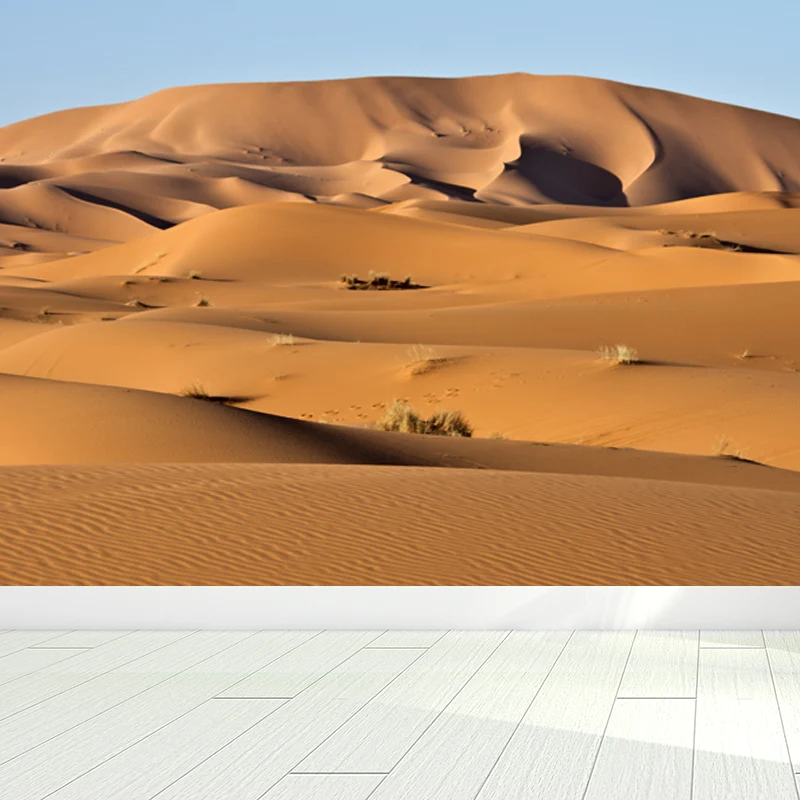 Gelbe Naturlandschaftswandgemälde, Gras- und Sandwüstenlandschaft, moderne, wasserdichte Wandverkleidung Clearhalo