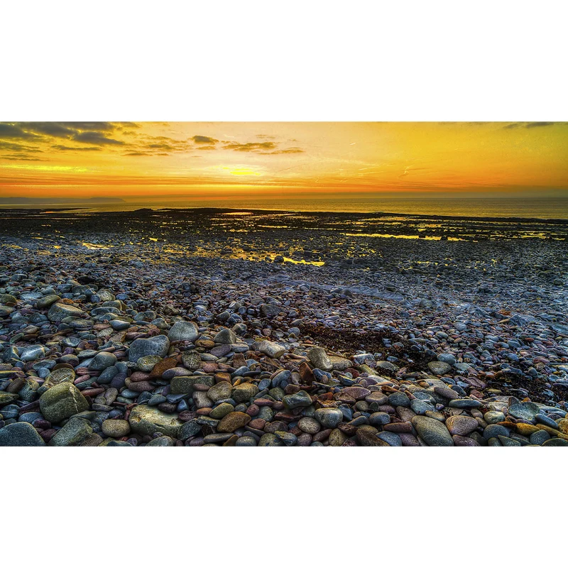 Gelbes Meer-Sonnenuntergang-Szenen-Wandbild, Kopfsteinpflaster, Tropen, schmutzabweisende Wandverkleidung für Treppen Clea...
