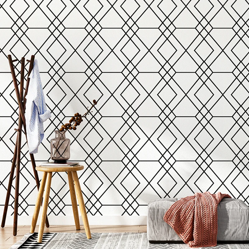Geo-Gitter-Tapetenrolle, moderne Wanddekoration mit glatter Oberfläche hellen Farben Clearhalo