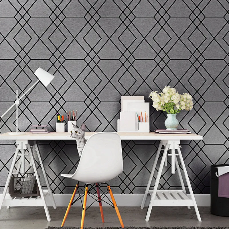 Geo-Gitter-Tapetenrolle, moderne Wanddekoration mit glatter Oberfläche hellen Farben Clearhalo