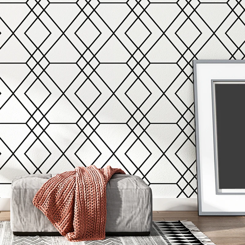 Geo-Gitter-Tapetenrolle, moderne Wanddekoration mit glatter Oberfläche hellen Farben Clearhalo