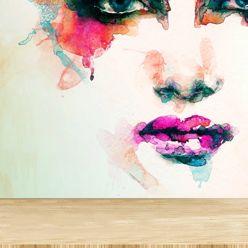 Glamouröses Aquarell-Frau-Portrait-Wandbild, weiche Farbe, wasserfeste Wanddekoration für Schlafzimmer Clearhalo