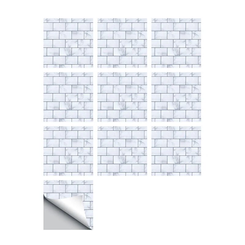 Glatte blaue Tapetenbahn im Landhausstil mit Ziegelimitat zum Aufkleben, 2,4 m L x 20,3 cm B Clearhalo