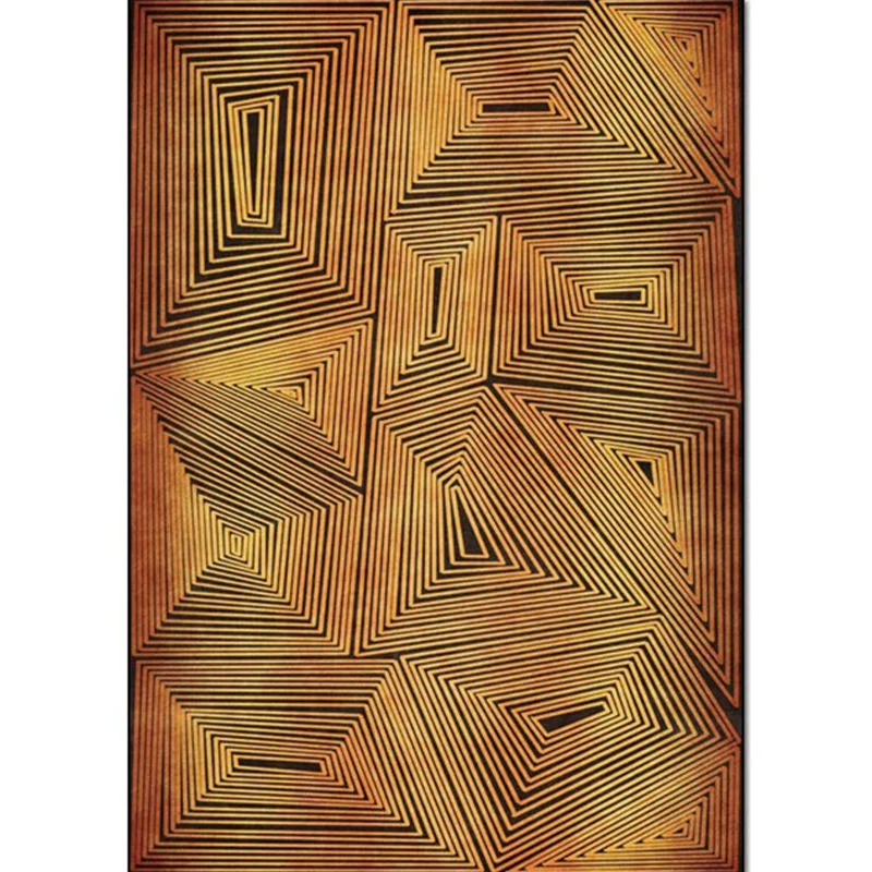 Goldener nordischer Teppich, Polyester-Streifenmuster-Teppich, waschbarer, rutschfester Teppich für das Wohnzimmer Clearhalo