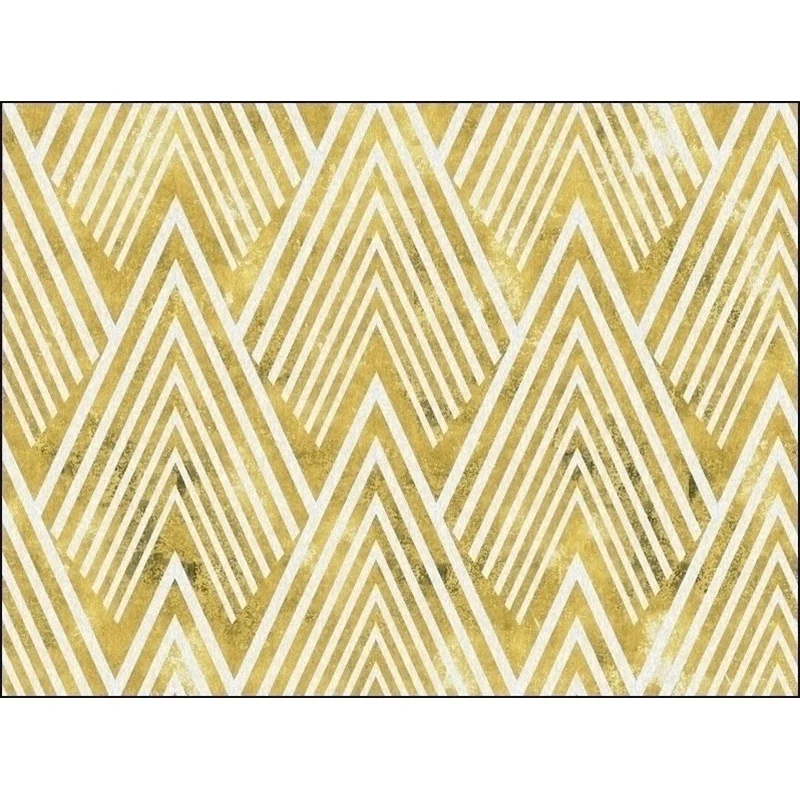Goldfarbener Schlafzimmerteppich mit geometrischem Bergstreifenmuster, Polyester, haustierfreundlich, waschbarer Teppich C...