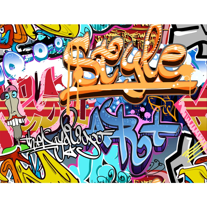 Graffiti-Wandtapete, moderne, schmutzabweisende Schlafzimmer-Wanddekoration, maßgeschneidert Clearhalo