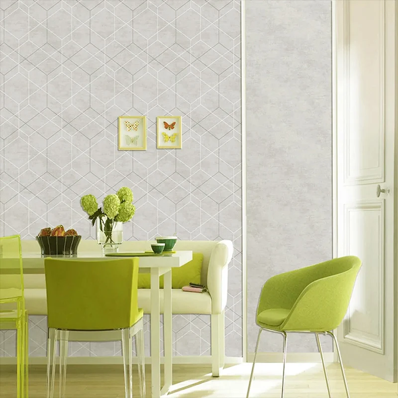 Graue, minimalistische Wanddekoration, 20,5 Zoll x 31 Fuß große Farbblock-Tapete für das Wohnzimmer Clearhalo