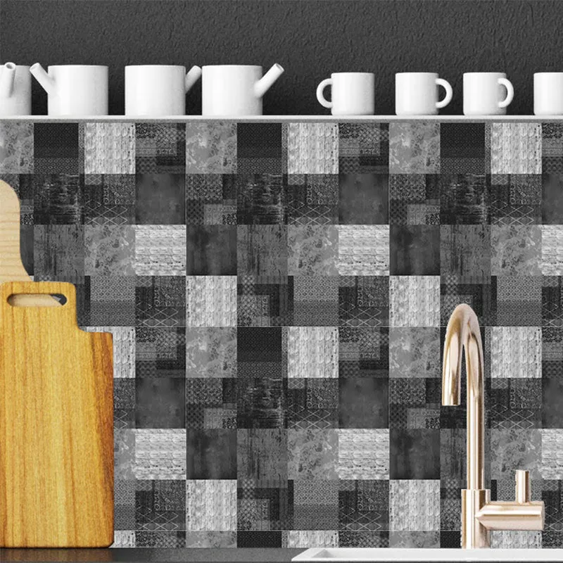 Graue Mosaikfliesen-Tapetenpaneele, 20 Stück, selbstklebende modernistische Küchenwandverkleidung Clearhalo