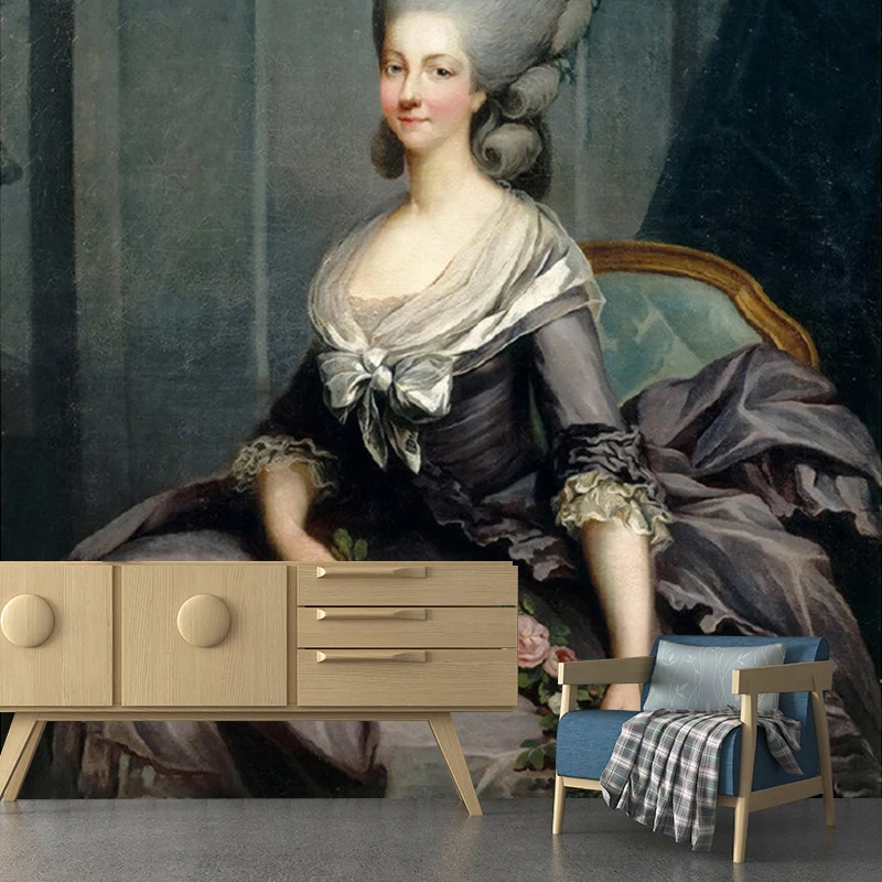 Graue Prinzessin von Lamballe Murals Portrait Vintage wasserdichte Wandverkleidung für den Flur Clearhalo