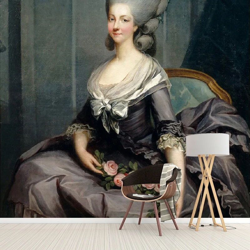 Graue Prinzessin von Lamballe Murals Portrait Vintage wasserdichte Wandverkleidung für den Flur Clearhalo