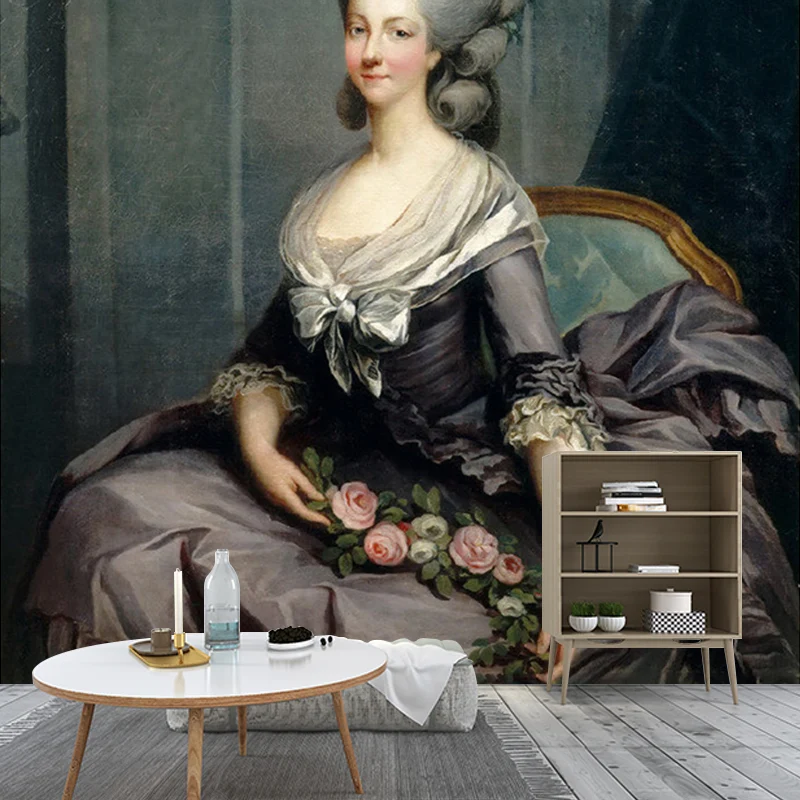 Graue Prinzessin von Lamballe Murals Portrait Vintage wasserdichte Wandverkleidung für den Flur Clearhalo