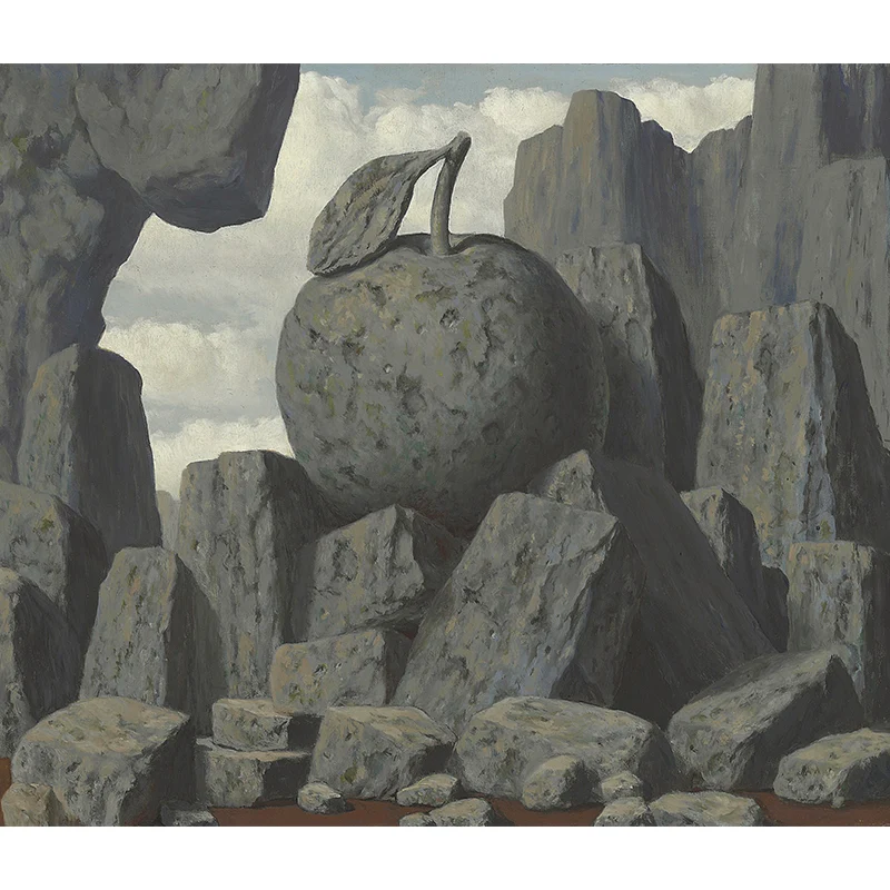 Graue Steinberg-Wandbilder, Magritte-Kunstwerk, Surrealismus, wasserdichte Wandverkleidung für Schlafzimmer Clearhalo