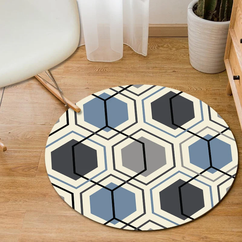 Grauer und gelber Schlafzimmerteppich, moderner Teppich mit geometrischem Sechseck-Dreieck-Muster, Polyester, haustierfreu...