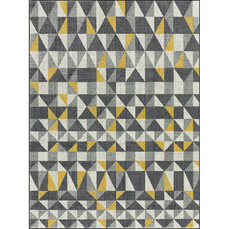 Grauer und gelber zeitgenössischer Teppich aus Polyester mit geometrischem Druck, waschbarer, rutschfester Teppich für das...