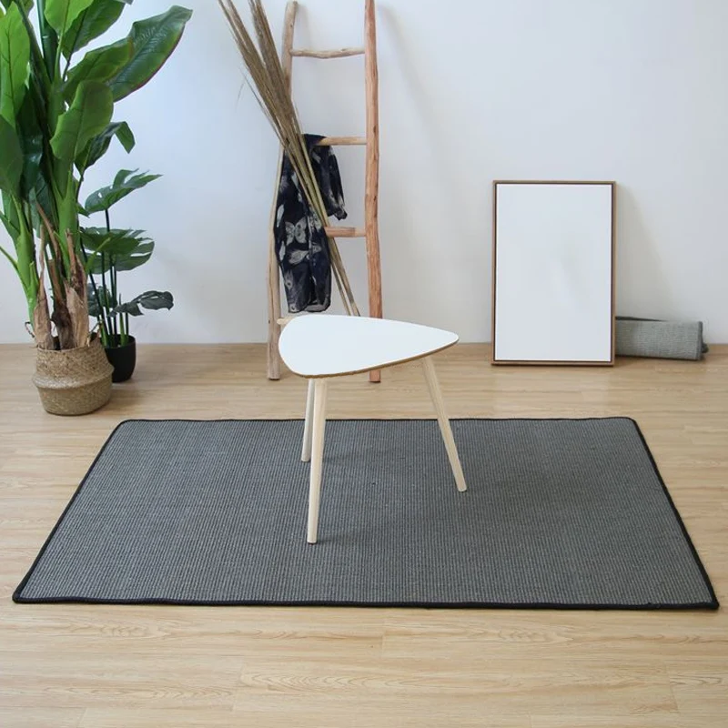 Grauer Uni-Teppich aus Jute, waschbar, haustierfreundlich, rutschfester Teppich für das Wohnzimmer Clearhalo