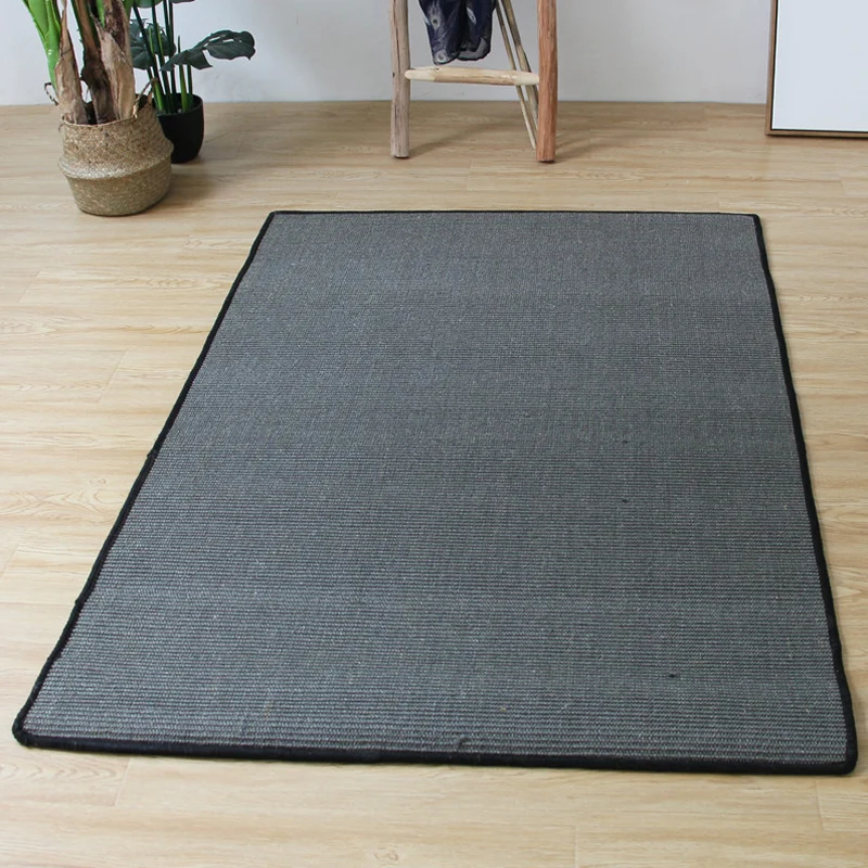 Grauer Uni-Teppich aus Jute, waschbar, haustierfreundlich, rutschfester Teppich für das Wohnzimmer Clearhalo