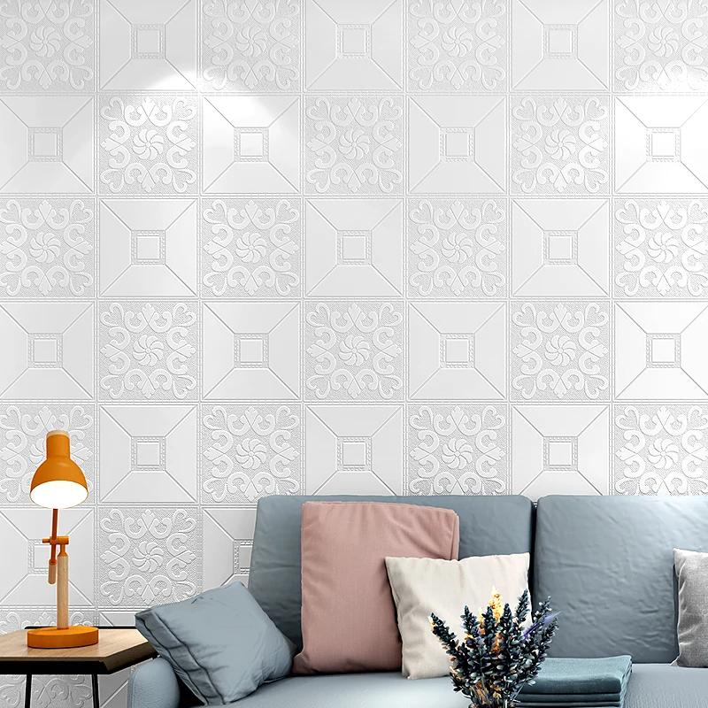 Grau-weiß karierte Tapetenrolle, feuchtigkeitsbeständig, modernistische Wohnzimmer-Wandverkleidung Clearhalo