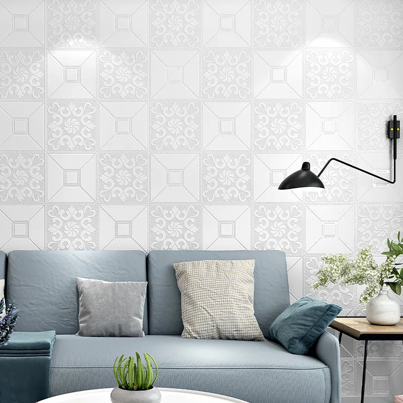 Grau-weiß karierte Tapetenrolle, feuchtigkeitsbeständig, modernistische Wohnzimmer-Wandverkleidung Clearhalo