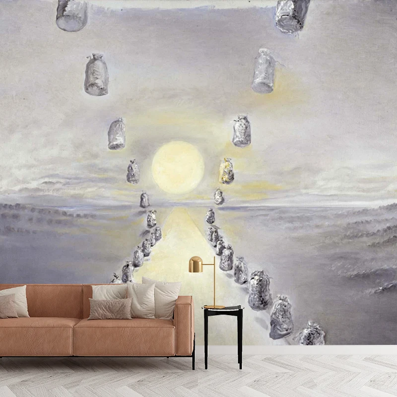 Gray Path Enigmas Wandgemälde, wasserdicht, surrealistische Wohnzimmer-Wanddekoration Clearhalo