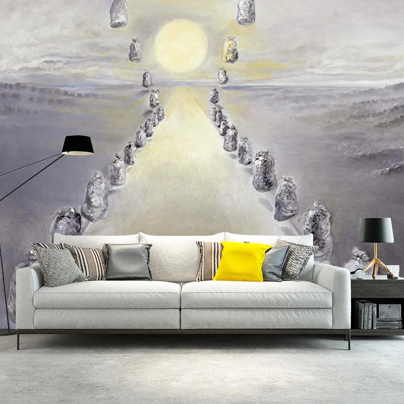 Gray Path Enigmas Wandgemälde, wasserdicht, surrealistische Wohnzimmer-Wanddekoration Clearhalo