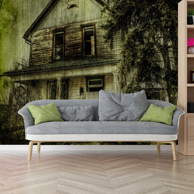 Grüne Vintage-Wandkunst, personalisierte Größe, Villa-Wandbild für die Dekoration von Cafés Clearhalo